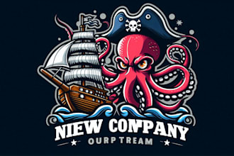 make a kraken octopus mascot ship logo for you with new concept