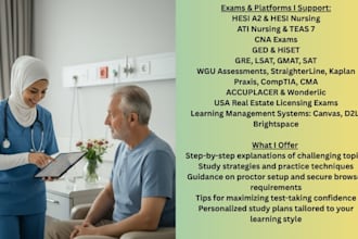 tutor and guide you for hesi, teas, ati, cna, ged, and more