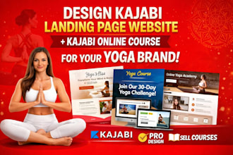 design kajabi landing page website, kajabi online course for your yoga brand