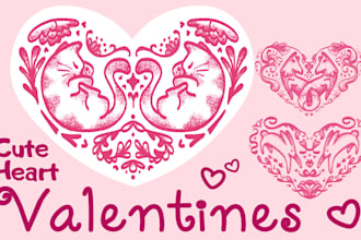 draw floral heart with your pet