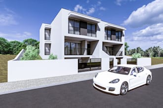 create 3d apartment, villa, duplex, cottage, facade, luxury exterior rendering