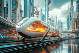 design science fiction city, cyberpunk concept art illustration