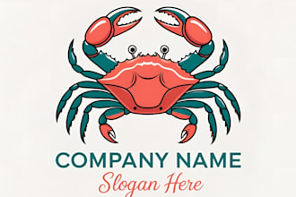 craft a custom crab logo for marine or ocean brand