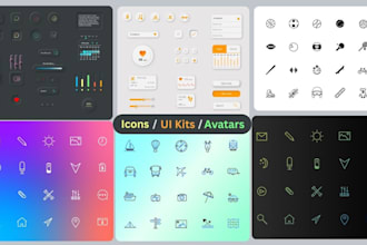 design custom icon set, ui kit or avatar set for your website and app