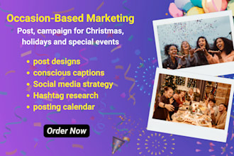 create occasion based marketing posts with strategy, hashtag