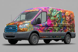 professionally, van, truck, car warp design