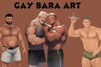 draw gay bara muscle yaoi nsfw fanart oc comic gay characters daddy fanart baras