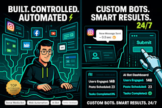 develop social media bot, bot automation, website automation bot with python