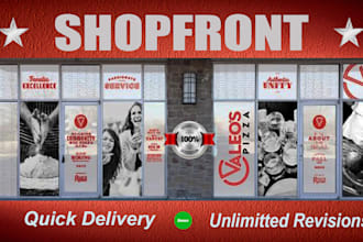 design stunning shopfront, storefront, window graphic