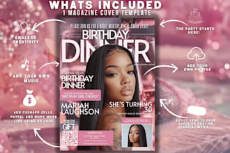 design professional birthday flyers, brochures, and posters for kids and adults