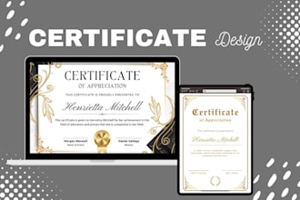 design an editable canva certificate for courses, webinars and awards