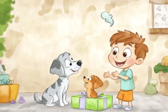 draw comic book illustration children story with fun scenes