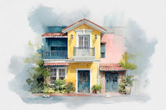 create house sketch portraits and building illustrations