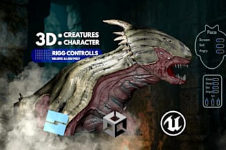 create 3d creature, alien or monster fully textured  animated