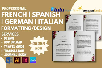 design, format french manuscript, spanish, germany, italian book layout design