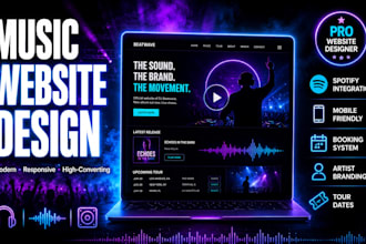 design modern music website, artist website, dj or record label website