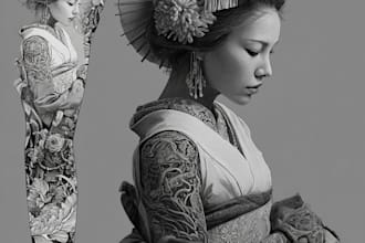 design professional japanese, asian style tattoo design