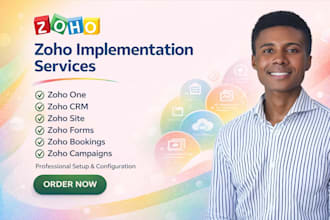 do zoho crm setup, zoho one, zoho campaigns,zoho forms, zoho site,