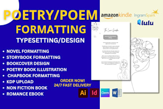 format poetry book, poem chapbook, novel, fiction book layout, fantasy design,