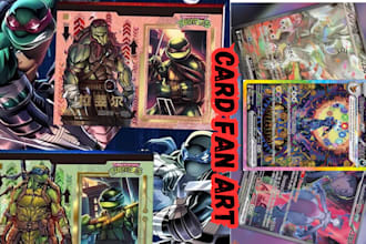 draw custom fan card illustration, 2d card game design, card template fan art
