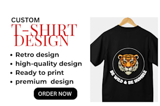 design custom vintage t shirt design, retro t shirt, amine t shirt for esty