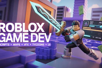 expertly create roblox games with scripts vfx UI UX gui 3d swords tycoon system