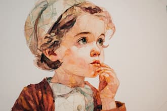 create watercolor children illustration