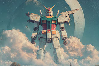 make a mecha robot art and illustration