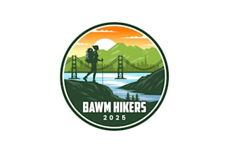 design outstanding hiking group, sport house, ship vintage logo