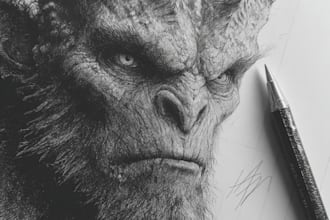 draw fantasy horror monster character illustration