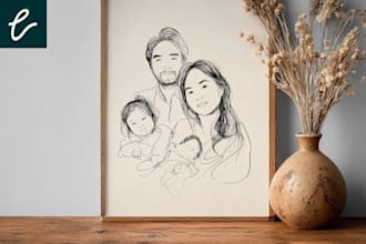 make scribble art, abstract line portrait