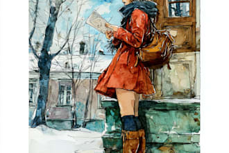 a portrait in traditional watercolor technique