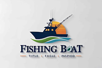 craft a wave and boat logo for beach or cruise companies