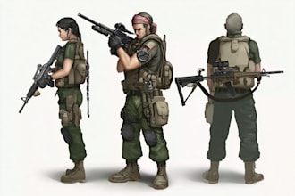 draw 2d game art military character design