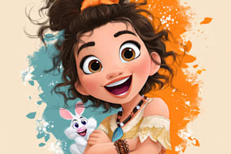 illustrate you a beautiful portrait in disney cartoon