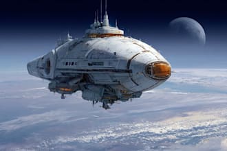design spaceship, sci fi illustration and sci fi art