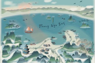 create dreamy map in watercolor style