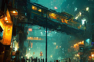 illustrate a cyberpunk futuristic city art