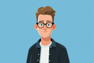 draw cartoon character in flat design vector style