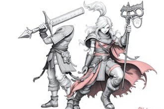 draw fantasy dnd party and scifi monster design character