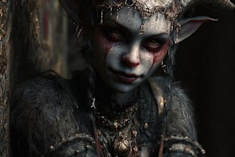 draw realistic fantasy horror character and concept art