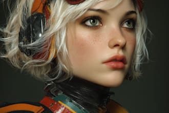 create illustration, fantasy sci fi character design