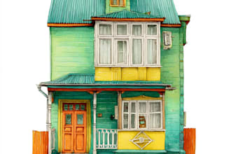 paint custom digital watercolor house, building portrai illustrations