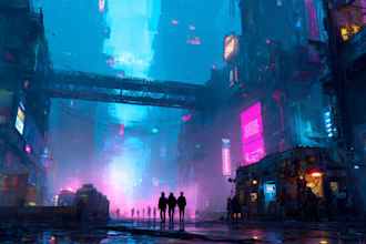 make a illustration of futuristic cyberpunk city