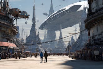 design futuristic science fiction city, cyberpunk city