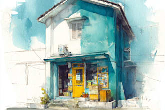 paint your home, building, house and store photo into watercolor portrait