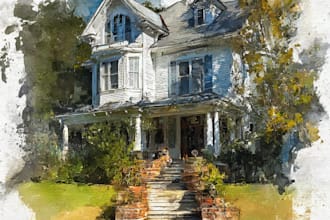 paint any picture in watercolors by hand