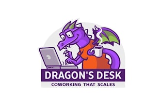 design illustration or dragon desk and co working logo