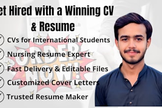 do resume writing,nursing or student CV and cover letter