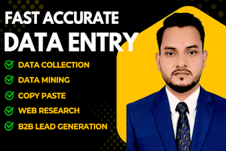 do accurate data entry, excel data cleaning, web research, and lead generation
